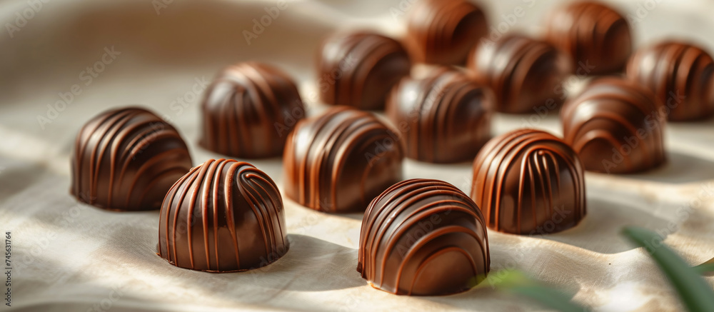 a group of chocolates on a tray a group of chocolates on a tray