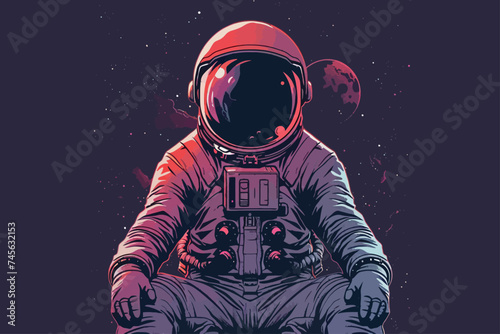Astronaut Lost in Space Illustration