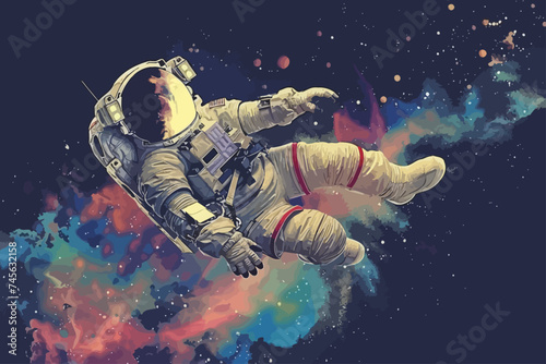 Astronaut Lost in Space Illustration