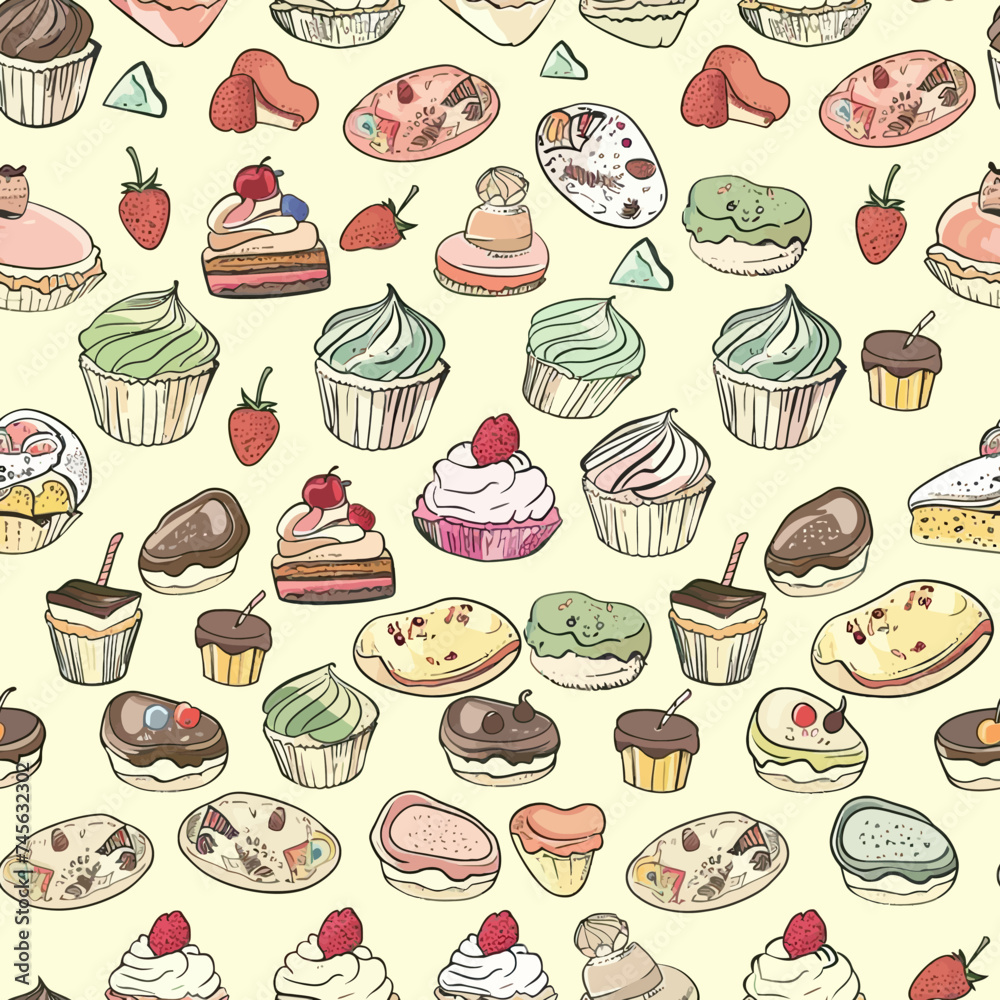 Seamless Pattern Cupcake Seamless Pattern Cupcake
