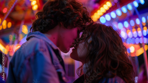 A young couple kissing passionately at night. © SashaMagic