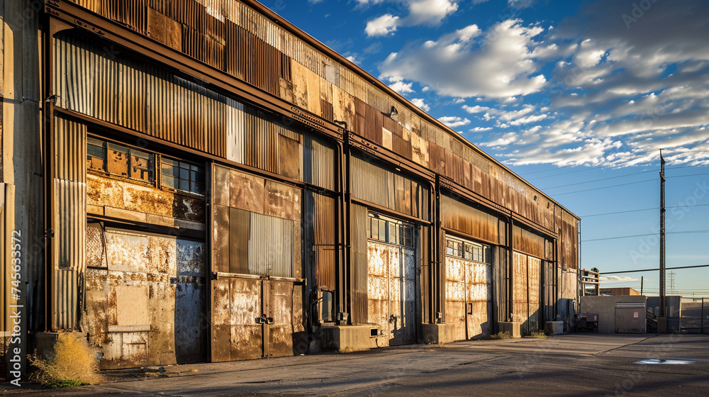 Industrial Architecture: Explore the aesthetic appeal of industrial architecture. Photograph factories, warehouses, or other industrial structures with a focus on form, function. Generative AI