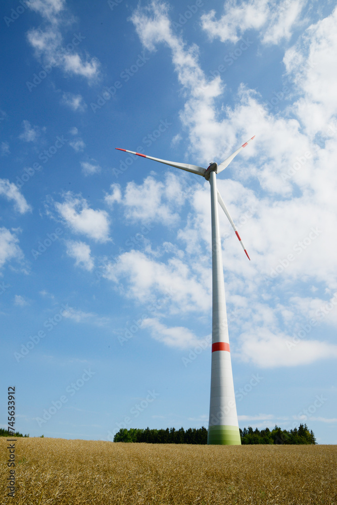 Windkraft, Windrad, abreifendes Rapsfeld Windkraft, Windrad, abreifendes Rapsfeld