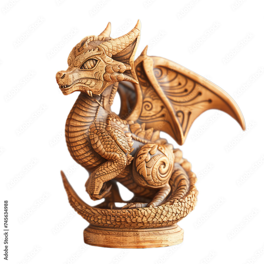 Fototapeta premium dragon statue isolated on transparent background, png