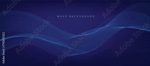 Abstract modern blue gradient banner with wavy lines © VectorStockStuff