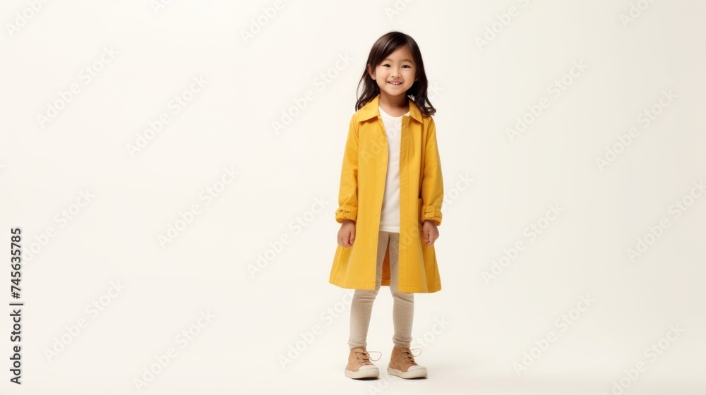 Generative AI Facing the audience, 5 year old Asian girl cute smile, magazine model, full body, designer style, Generative AI Facing the audience, 5 year old Asian girl cute smile, magazine model, full body, designer style,