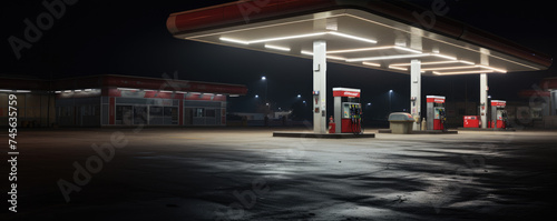 Obraz na płótnie small empty gas station at night w salonie