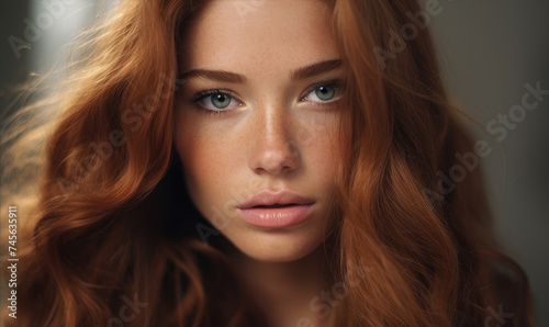 Beautiful young female model, close up photo.