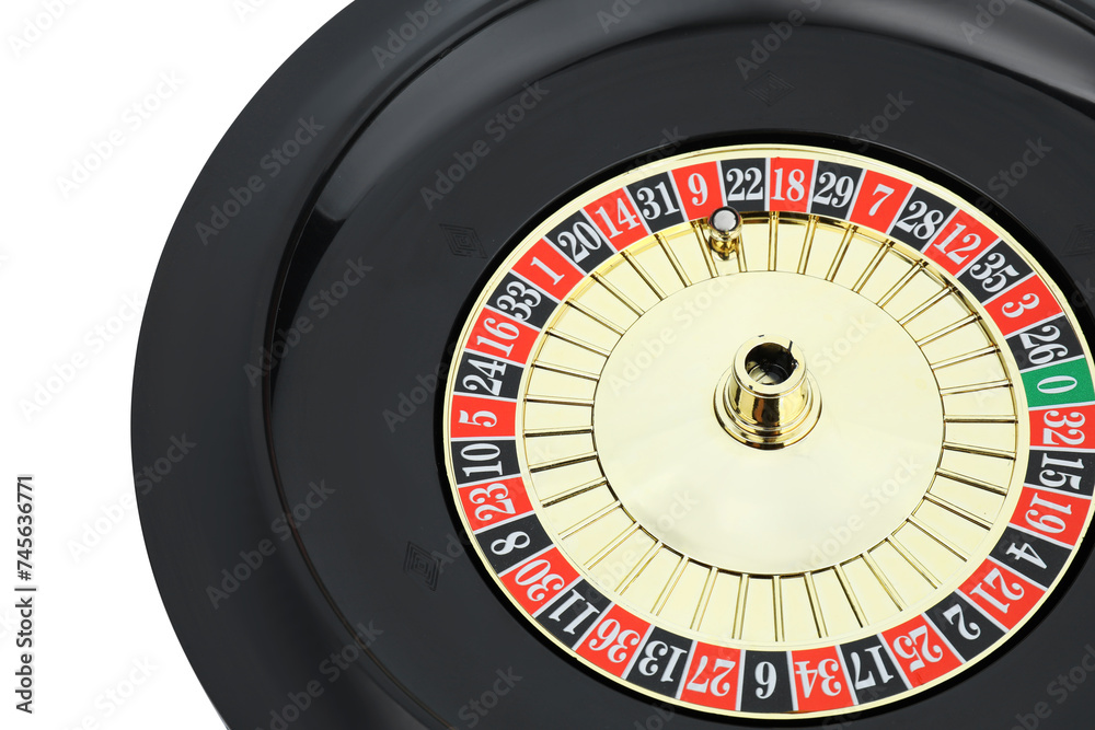 Roulette wheel isolated on white, above view. Casino game Roulette wheel isolated on white, above view. Casino game