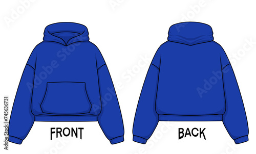 Premium Vector | Design Mock up Boxy Croptop Hoodie front and back, color can be changed. photo