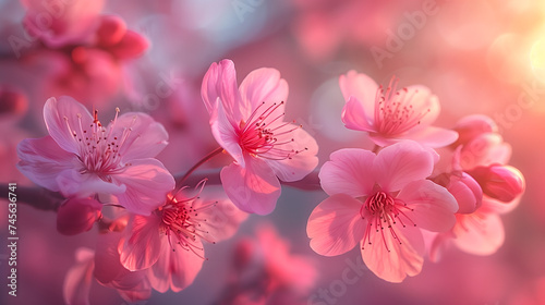 Blooming cherry blossoms or Sakura flower in the spring season. © sirins