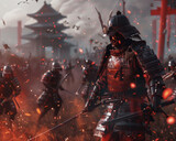 An epic battlefield merging ancient samurai traditions with futuristic warfare technology immersive detail