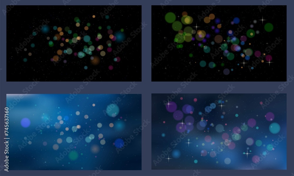 Night Blurred Vector Background With Bokeh