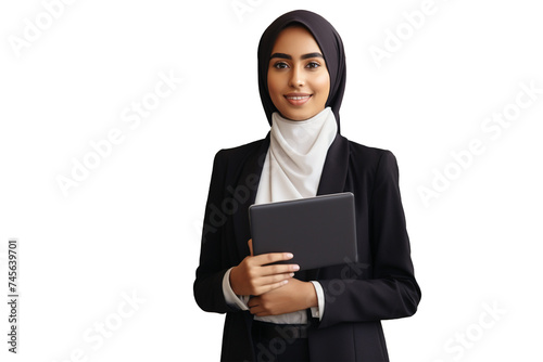businesswoman holding tablet generative ai