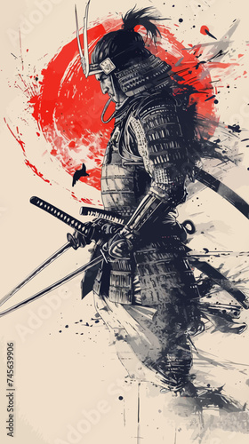 Samurai Old Japanese illustration