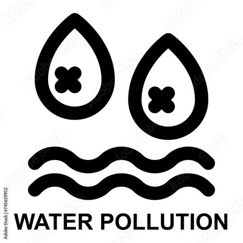 water pollution, pollution, contamination, water, toxic, bad water, dirty water outline icon for web mobile app presentation printing