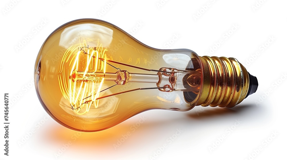 Bulb radiates with a warm incandescent glow, symbolizing ideas, innovation, and the classic era of design - obrazy, fototapety, plakaty 