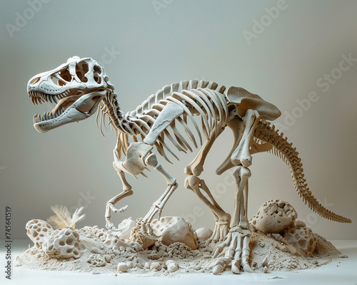 Dinosaur skeleton replicas in sand offering a detailed look at the bones that have captivated scientists and dreamers alike each structure a testament to the creatures life © earthstudiotomo