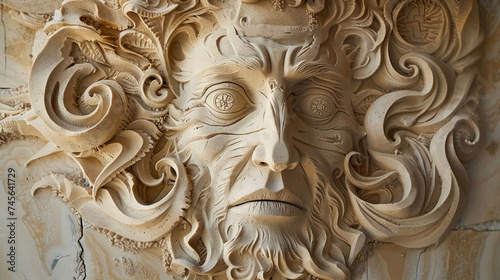 Sand depictions of the creation myths a series of sculptures that narrate the birth of the universe and the gods with intricate details that invite viewers into the story of beginnings