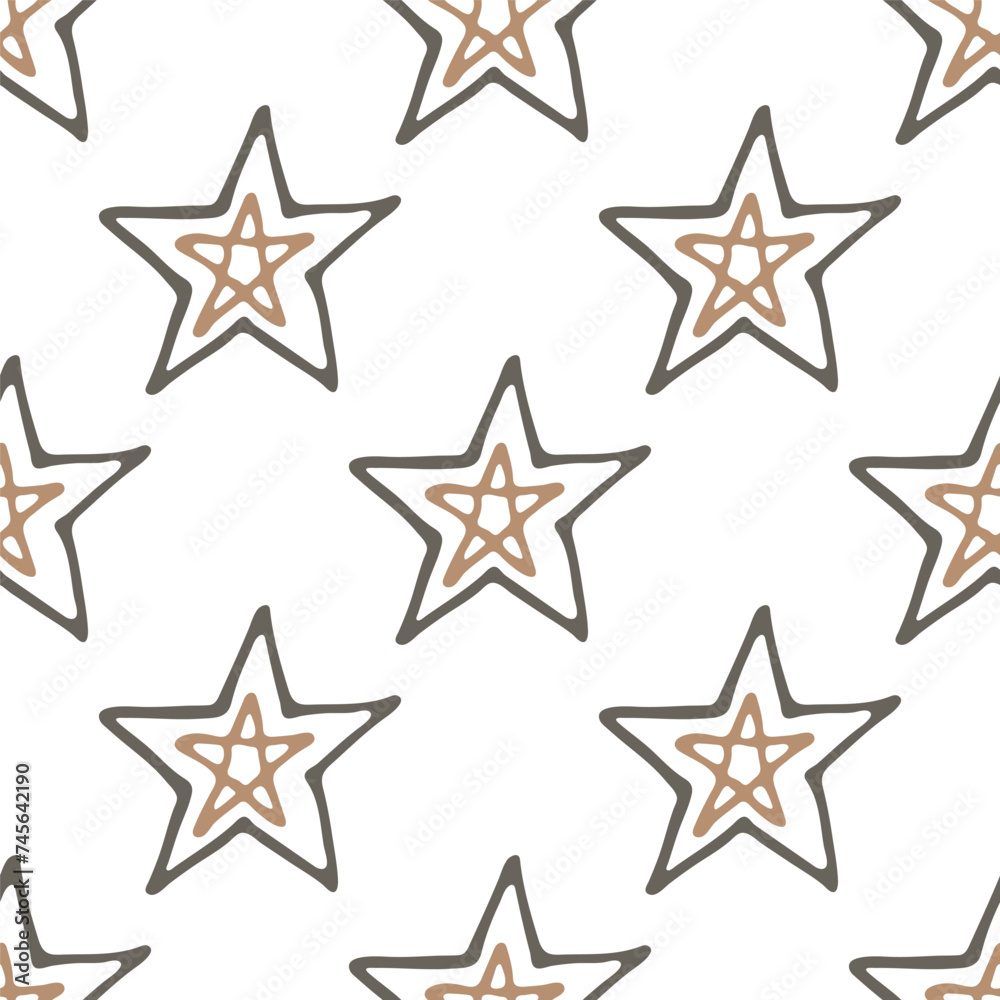 Obraz premium Seamless pattern with cute stars doodle for decorative print, wrapping paper, greeting cards, wallpaper and fabric