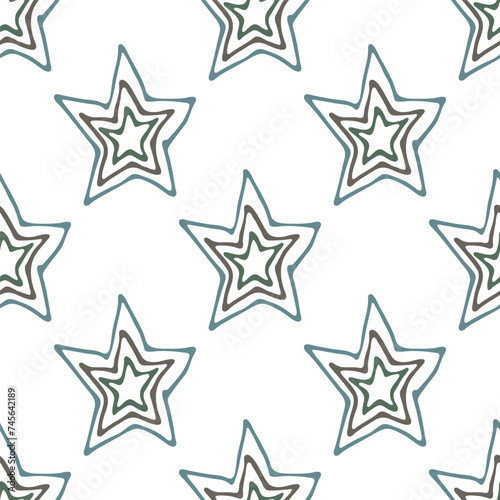 Seamless pattern with cute stars doodle for decorative print, wrapping paper, greeting cards, wallpaper and fabric