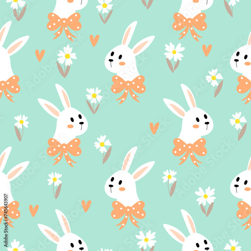 Seamless pattern with cute rabbits © rosypatterns