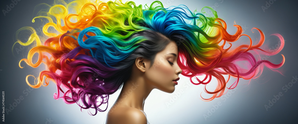 Portrait of a girl with colorful hair