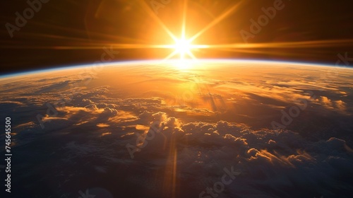 A Sunset View From the Space Focusing on the Golden Hour