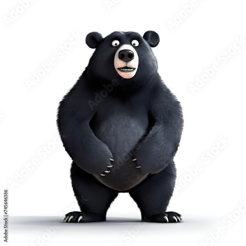 3d realistic cartoon character of wild bear 