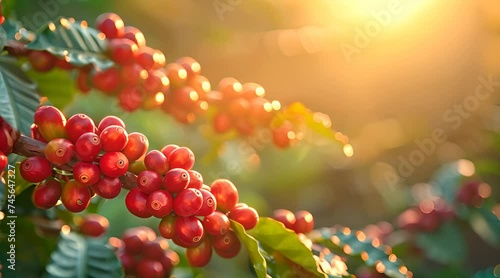 Coffee beans on a tree branch
