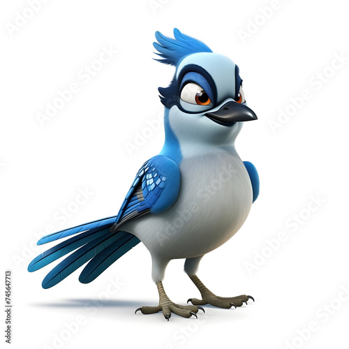 stunning 3d cartoon character of blue jay bird