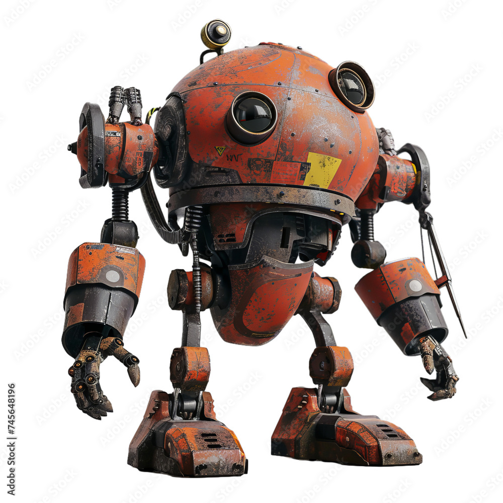 robot isolated on transparent background, png