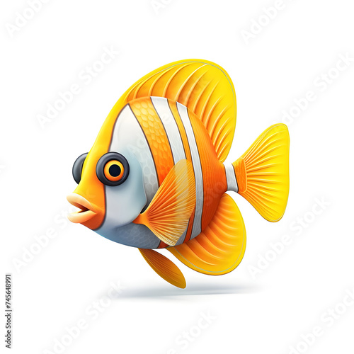 picture of realistic 3d cartoon character of fish