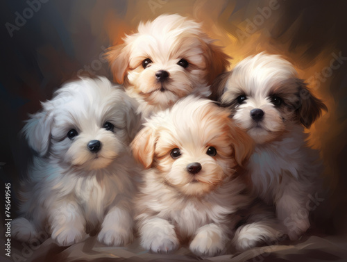 Four puppies. Digital art. © Cridmax