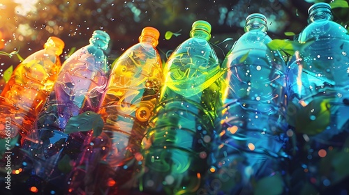 Colorful Bottles in Rainbow Hues