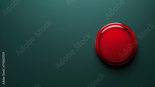 Red button on a green background. Press and start