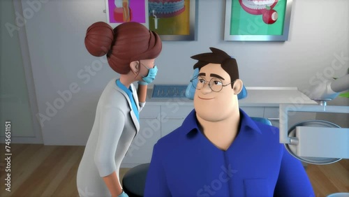 3d Cartoon Dentist Animation Scene