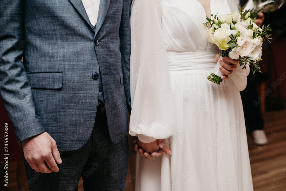 Wedding background with bride and groom