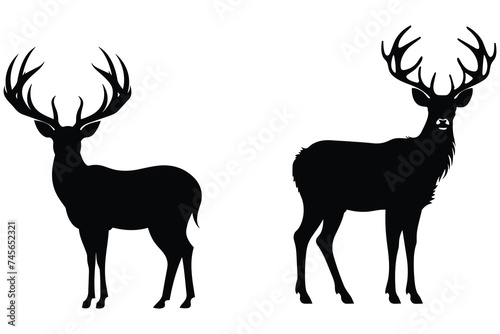 Fototapeta Naklejka Na Ścianę i Meble -  Deer vector silhouette bundle.