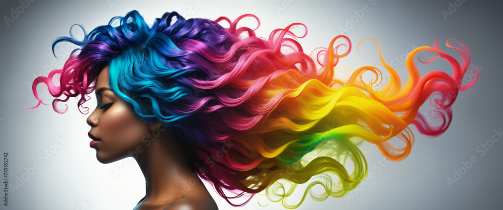 Portrait of an Afro girl with colorful hair