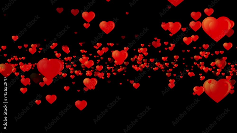 Abstract Red Hearts Floating on a Black Background Illustration Abstract Red Hearts Floating on a Black Background Illustration
