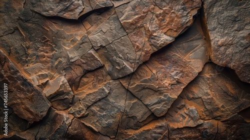dark rock texture background. dark brown rough mountain surface

 photo