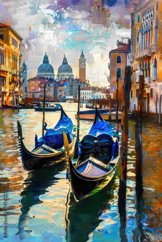 Ethereal Dance  Gondolas of Venice painting