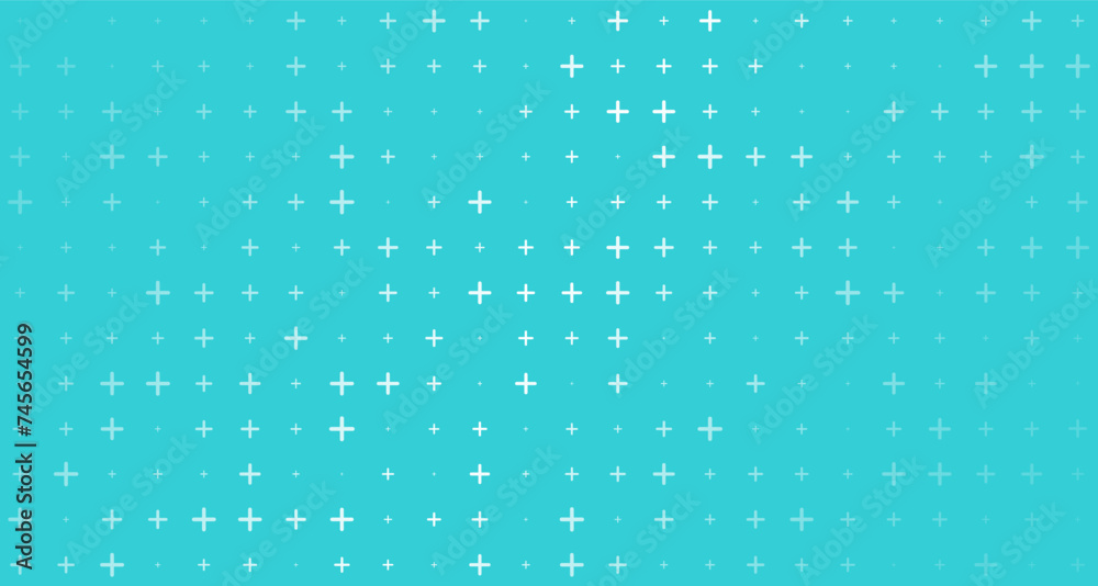 Blue mathematical background with plus symbols. Random plus symbol pattern.
