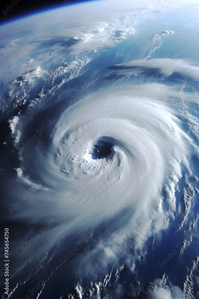 The Fury of Nature: Aerial View of a Potent Oceanic Hurricane