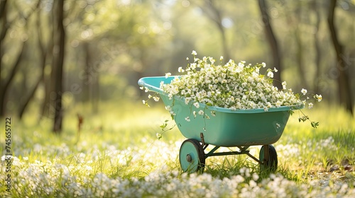 wheelbarrow. spring is coming concept. Generative AI 