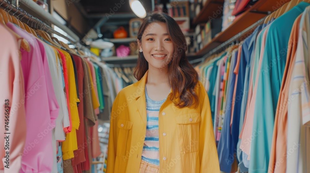 How To Start A Clothing Store Online Business apparel! Young confident asian female fashion owner social media influencer Live selling clothes, new products at home office small business e-commerce.