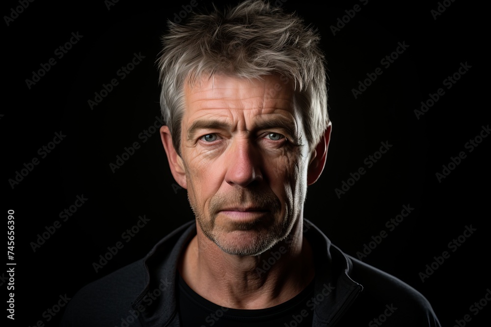 Portrait of a senior man with grey hair on a black background. Portrait of a senior man with grey hair on a black background.