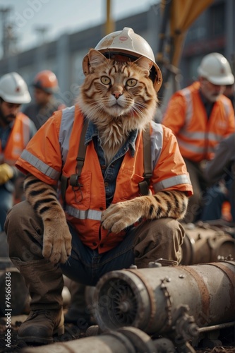 Cat Sitting on Top of a Pile of Pipes