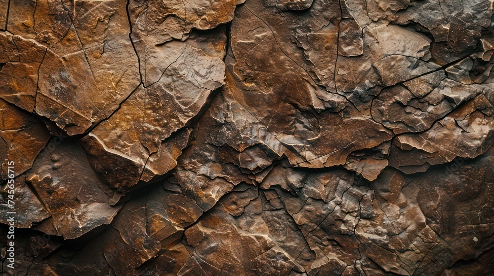 Dark brown stone with cracks Dark brown stone with cracks